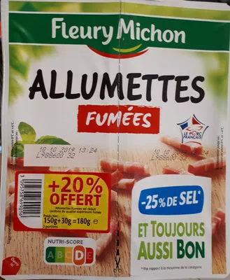 Allumettes fumées -25% de sel Fleury Michon 2 x 90 g, code 3095758699016