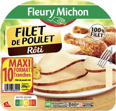 Filet de poulet rôti - 10 tr. Fleury Michon 200 g, code 3095758865015