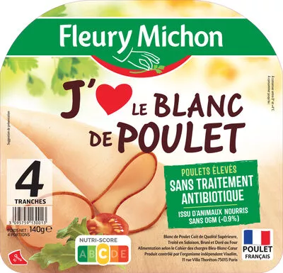 Blanc de Poulet J'AIME - 4 tr. Fleury Michon 140 g, code 3095759130013