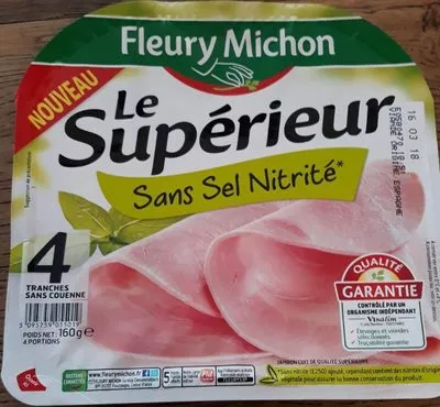 Jambon Le sperieur sans sel nitrité Fleury Michon 160 g, code 3095759745019