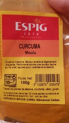 Curcuma Moulu Espig 100 g, code 3102870005479