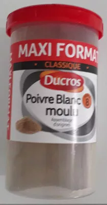 Boite menagere poivre blanc moulu Ducros 90 g, code 3166296204922