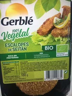 Escalopes de seitán rebozados ecológicos y vegetal Gerblé 180 g, code 3175681158634