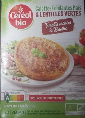 Galettes fondantes maïs & lentilles vertes Cereal bio,  Céréal 160, code 3175681264458