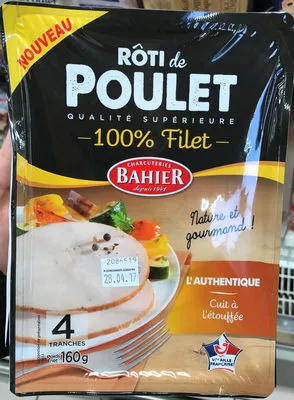 Rôti de Poulet 100% Filet L'Authentique  Bahier, Charcuteries Bahier 160 g, code 3180050081000