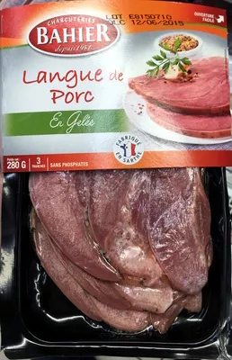 Langue de Porc en Gelée (3 Tranches) Charcuteries Bahier, Bahier 280 g, code 3180050632004