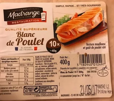 Blanc de Poulet Madrange 10 * 40 g (400 g), code 3180940012497