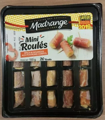 Mini Roulés speck houmous poivrons Madrange 20 roulés (100 g), code 3180940086672