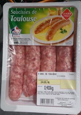 Saucisses de Toulouse Leader Price 400 g (4 x 100 g), code 3181232153317