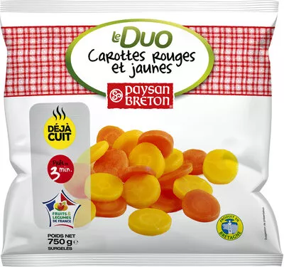 Duo de carottes rouges et jaunes Paysan Breton 750 g, code 3184034278929