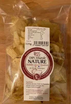 Chips artisanale nature ondulée cuite au chaudron  , code 3193840585756