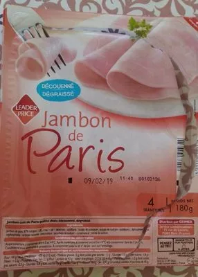 Jambon de Paris découenné dégraissé Leader Price 180 g, code 3211330049714