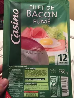 Filet de bacon fumé au bois de hêtre Casino 150 g, code 3222472606253