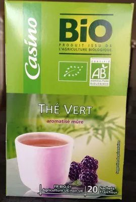 Thé vert aromatisé Mûre - 20 sachets fraîcheur Casino Bio,  Casino 30 g, code 3222472854807