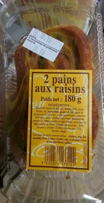 2 pains aux raisins Sans marque, Casino 180 g, code 3222474133122