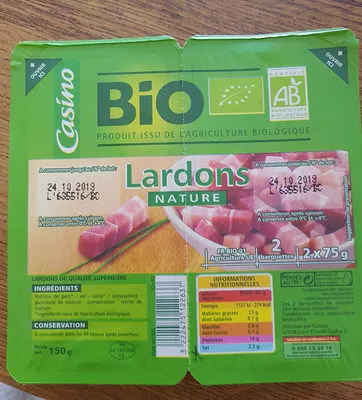 Lardons nature Casino 2 x 75 g, code 3222475122637