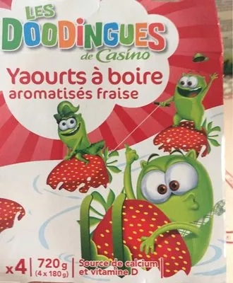 yaourt à boire aromatisés fraise Les Doodingues 720 g (4 x 180 g), code 3222475388255