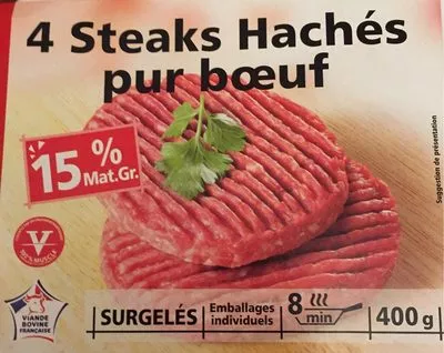 4 Steaks hachés pur boeuf 15% MG Casino 4 x 100 g, code 3222475403071