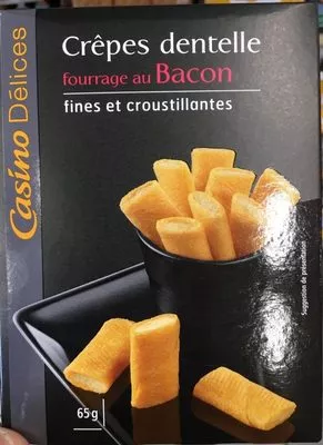 Crêpes dentelles fourrées bacon 65g CASINO DELICES Casino Délices,  Casino 65 g, code 3222475438974