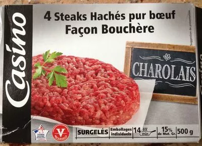 4 Steaks haché pur boeuf façon bouchère Casino 500 g, code 3222475558252