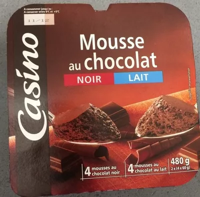 Mousse au chocolat noir / lait Casino 8 x 60 g, code 3222476107282