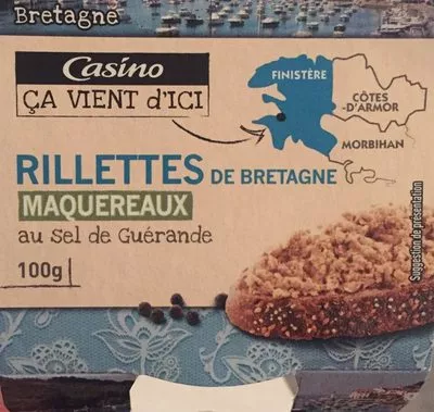 Rillettes de maquereaux au sel de Guérande Casino Ca Vient D'Ici,  Casino 100 g, code 3222476288837