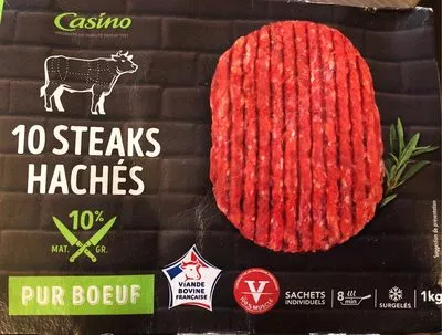 10 steaks hachés pur boeuf 10% MG Casino 10 x 100 g, code 3222477016088