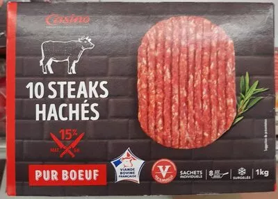 10 steaks hachés pur boeuf 15% casino 10 x 100 g, code 3222477016095