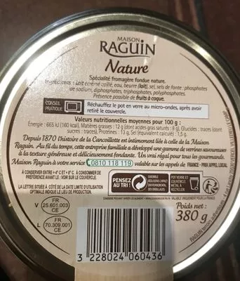 Cancoillotte Nature (11 % MG) Maison Raguin 380 g, code 3228024060436