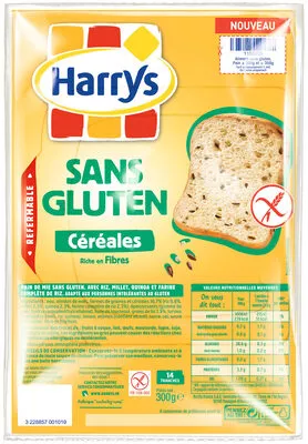 Pain de mie céréales sans gluten Harrys 300 g, code 3228857001019