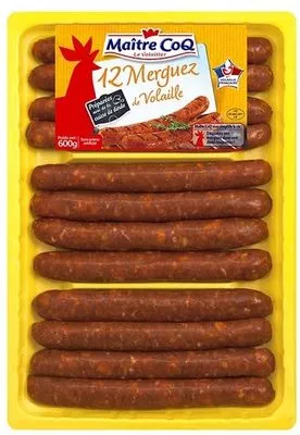 12 merguez de volaille Maître Coq 600 g, code 3230890036637