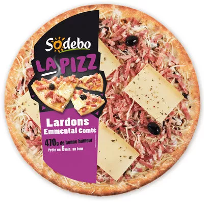 La Pizz - Lardons Emmental Comté Sodebo,  la pizz 470     g, code 3242272507055