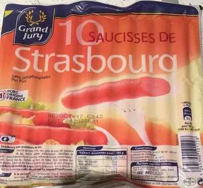 Saucisses de Strasbourg Grand Jury 350 g, code 3245390101228