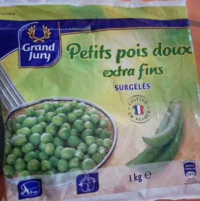 Petits pois doux extra fins surgelés Grand Jury 1 kg, code 3245390126078