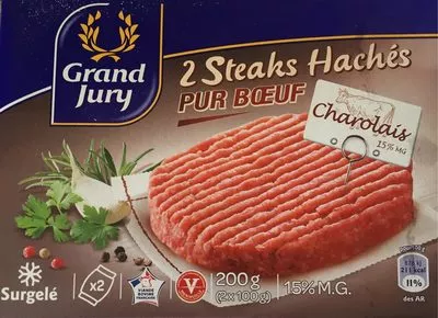 2 steaks hachés Charolais pur boeuf Grand Jury 2 * 100 g (200 g), code 3245390207692