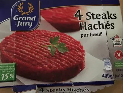 4 Steaks Haches 15% MG Grand Jury 400 g e, code 3245390437822