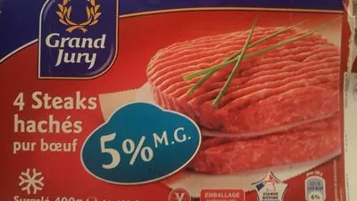 4 Steak Hachés Pur Bœuf 5% MG Grand Jury 400 g (4 * 100 g), code 3245390468550