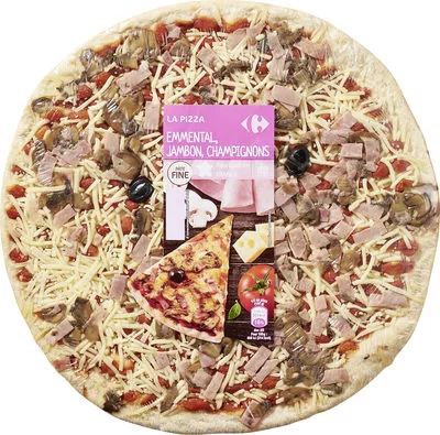 La pizza emmental, jambon, champignons Carrefour 450 g, code 3245412149085