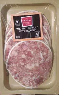 Museau de porc avec langue Carrefour 190 g, code 3245412861833