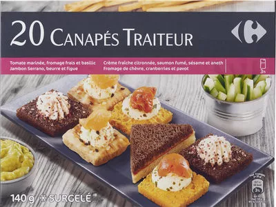 20 Canapés traiteur Carrefour 140 g, code 3245412969683