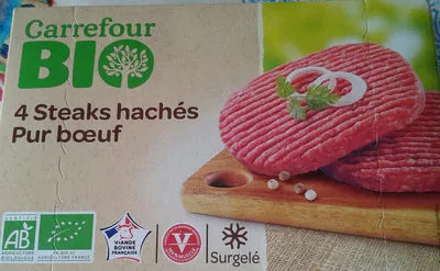 Steaks hachés Bio Carrefour, Carrefour Bio 400 g (4 * 100 g), code 3245413825919