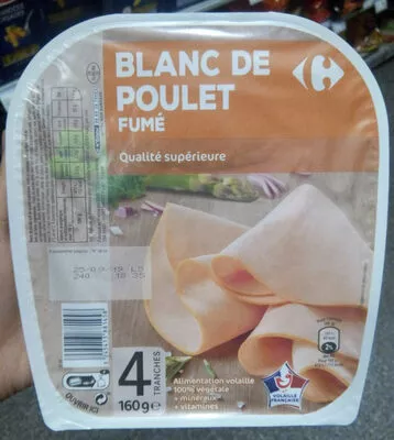 Blanc de poulet Fumé Carrefour 160 g, code 3245413881458