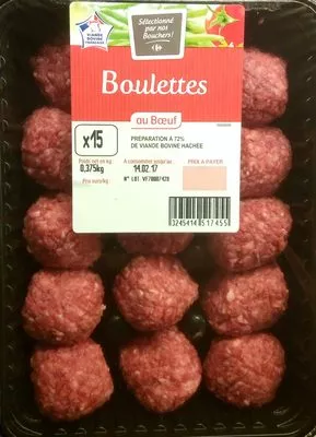 Boulettes au Boeuf Carrefour 0,375 kg, code 3245414517455