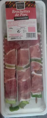 Brochettes de porc gourmandes Chez Carrefour 300 g, code 3245415565257