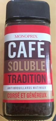 Café soluble tradition Monoprix 50 g, code 3248650010711