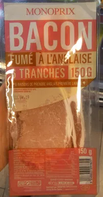 Bacon fumé à l'anglaise Monoprix 150 g, code 3248653097825