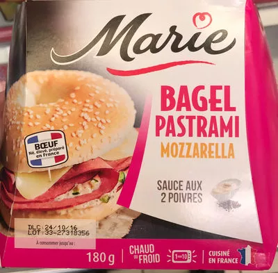 Bagel Pastrami Mozzarella sauce aux 2 poivres Marie 180 g, code 3248830013334