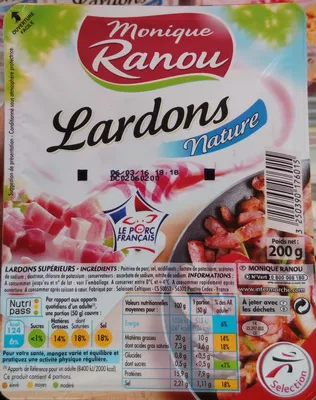 Lardons nature Monique Ranou 200 g, code 3250390176015