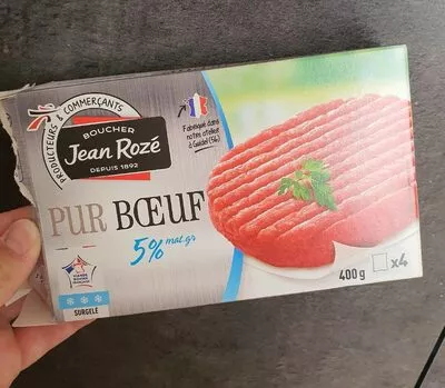 Steak Haché Pur Bœuf 5% de Matière Grasse Jean Rozé 400 g (4 * 100 g), code 3250390240143