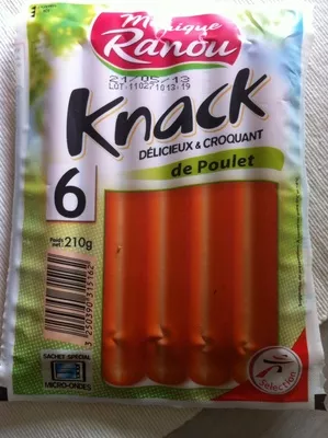 Knack 100% volaille Monique Ranou, Sélection Intermarché, Les Mousquetaires 210 g, code 3250390315162